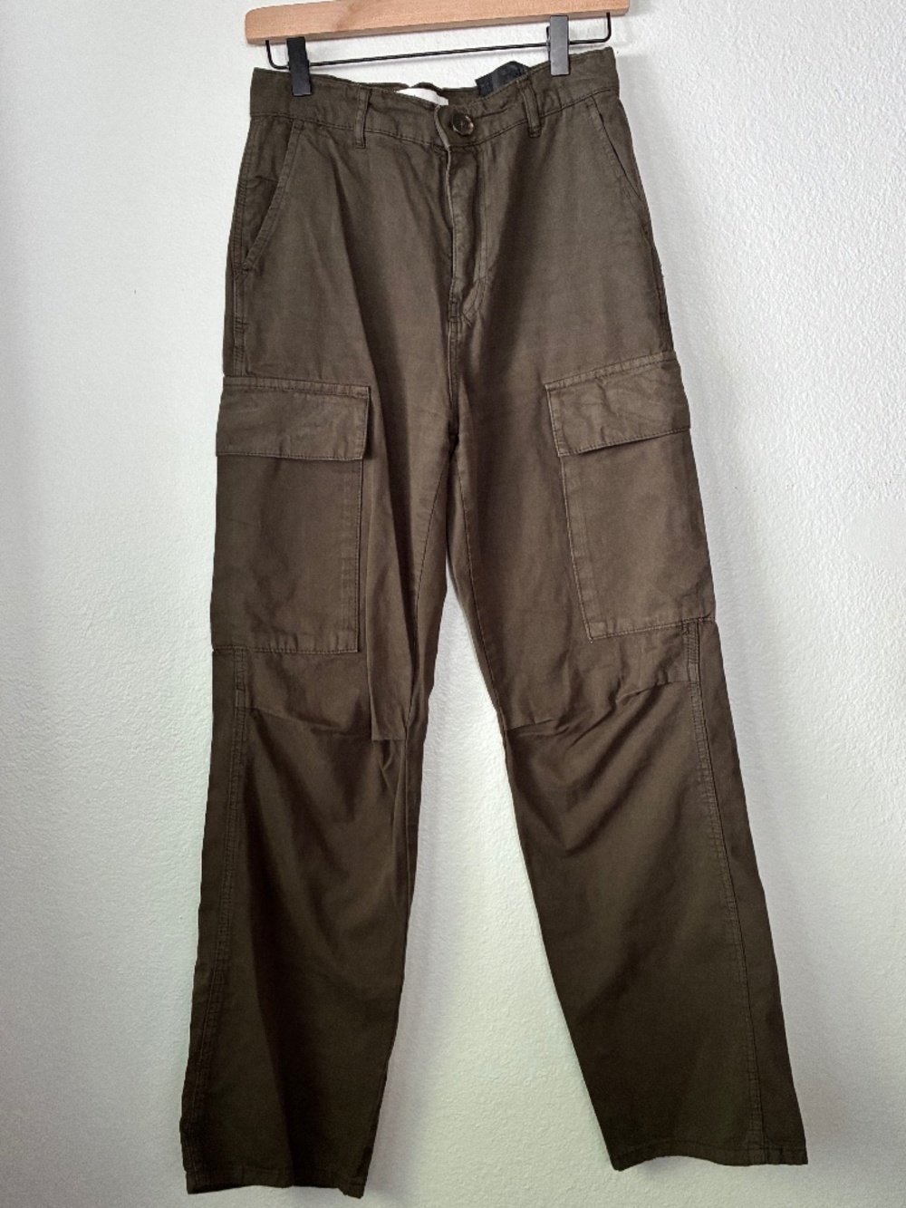 Zara Cargo Utility Straight Leg Green Pants Women's Size 4 Military Baggy
